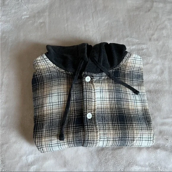 Pacsun Lumber Plaid long sleeve hooded tee shirt - Picture 2 of 9